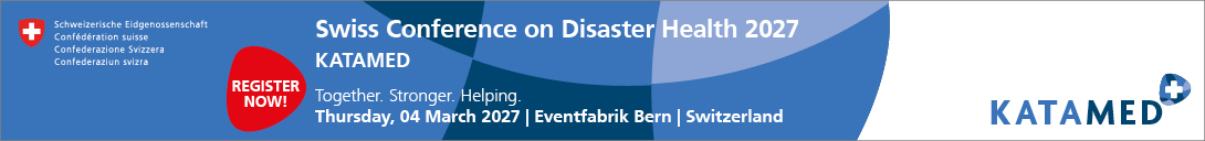 Header banner for the conference: KATAMED - Swiss Conference on Disaster Health 2027 . This goes from 4 March 2027 to 4 March 2027 in Eventfabrik Bern.