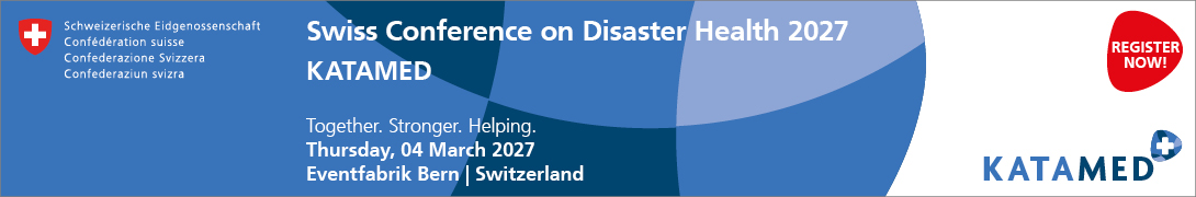 Header banner for the conference: KATAMED - Swiss Conference on Disaster Health 2027 . This goes from 4 March 2027 to 4 March 2027 in Eventfabrik Bern.