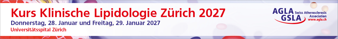 Header Banner für die Konferenz: AGLA Kurs klinische Lipidologie Zürich 2027. Diese geht vom 28. Januar 2027 bis 29. Januar 2027.