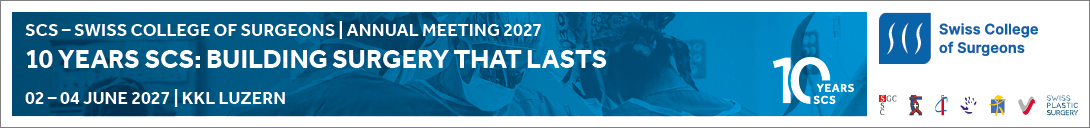 Header banner for the conference: SCS - SWISS COLLGE OF SURGEONS ANNUAL MEETING 2027. This goes from 2 June 2027 to 4 June 2027.
