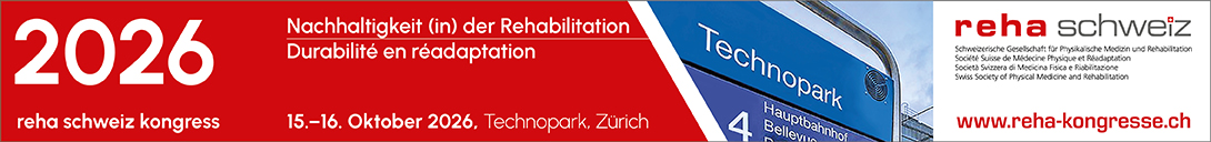 Header Banner für die Konferenz: reha schweiz kongress 2026. Diese geht vom 15. Oktober 2026 bis 16. Oktober 2026 in TECHNOPARK, Zürich.