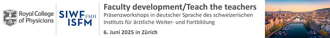 Header Banner für die Konferenz: SIWF/RCP Teach-the-Teacher Workshop Zürich 2025. Diese geht vom 6. Juni 2025 bis 6. Juni 2025 in Kongresshaus Zürich.